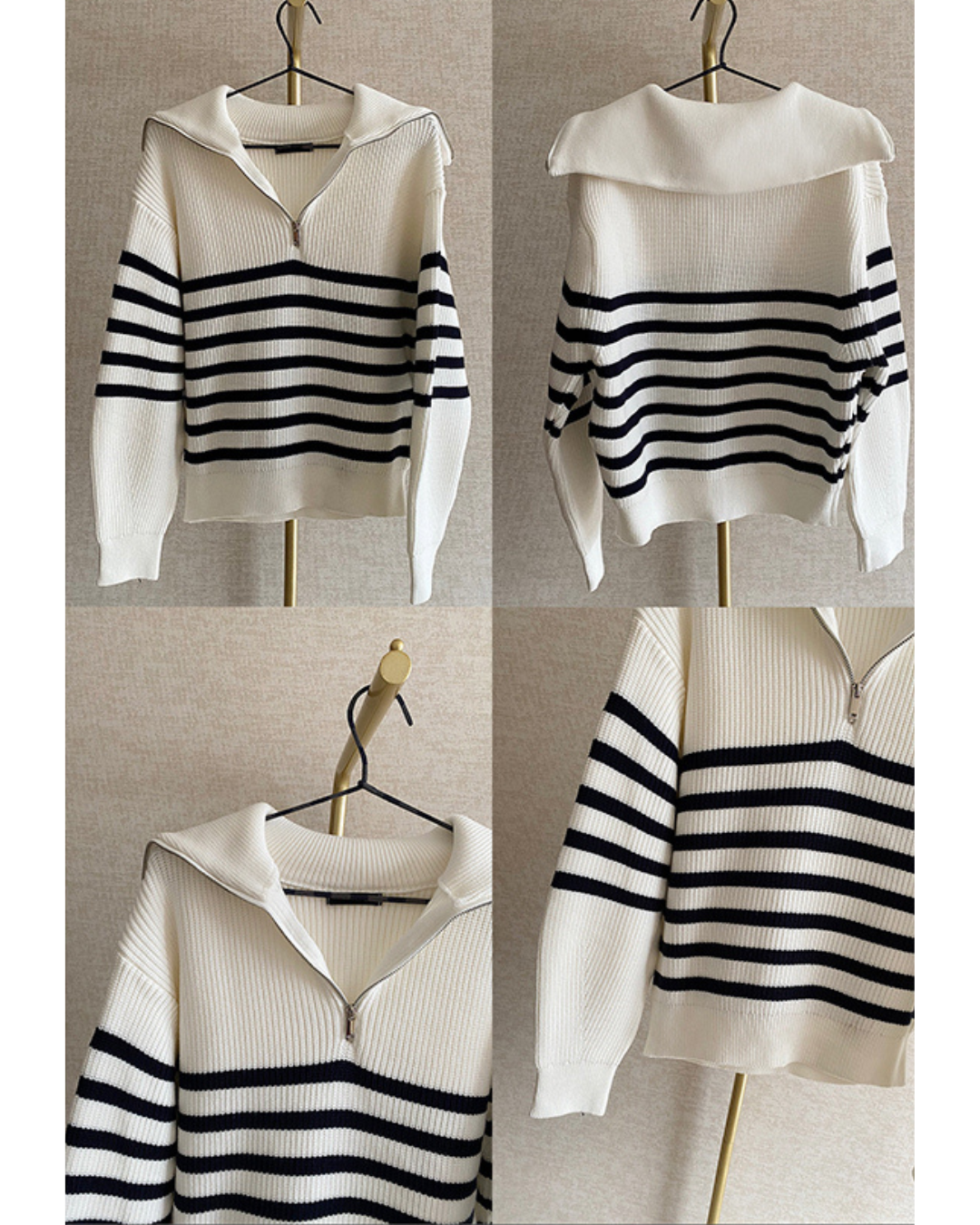 Half-Zip Striped Knit