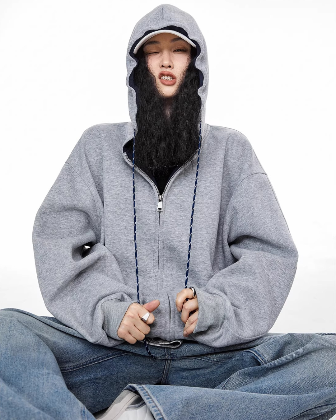 Contrast Zip Hoodie