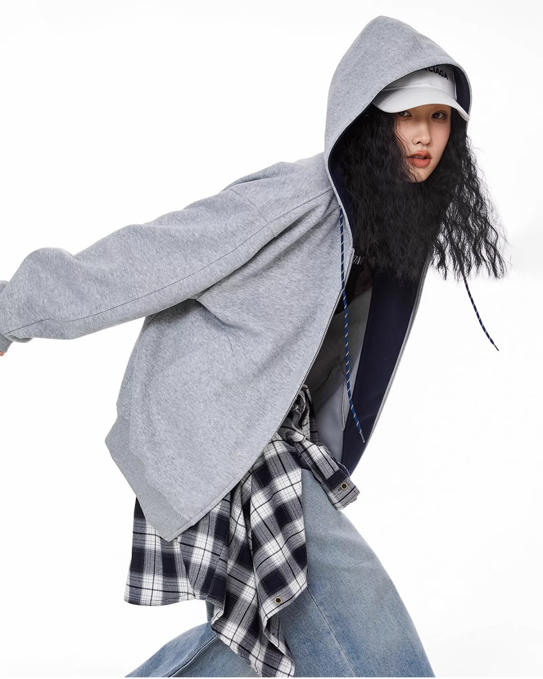 Contrast Zip Hoodie