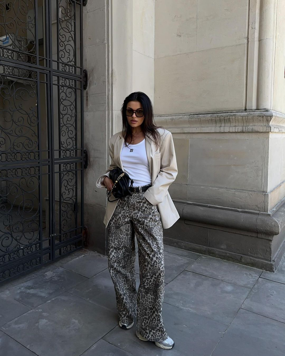 Wide-Fit Leopard Jeans