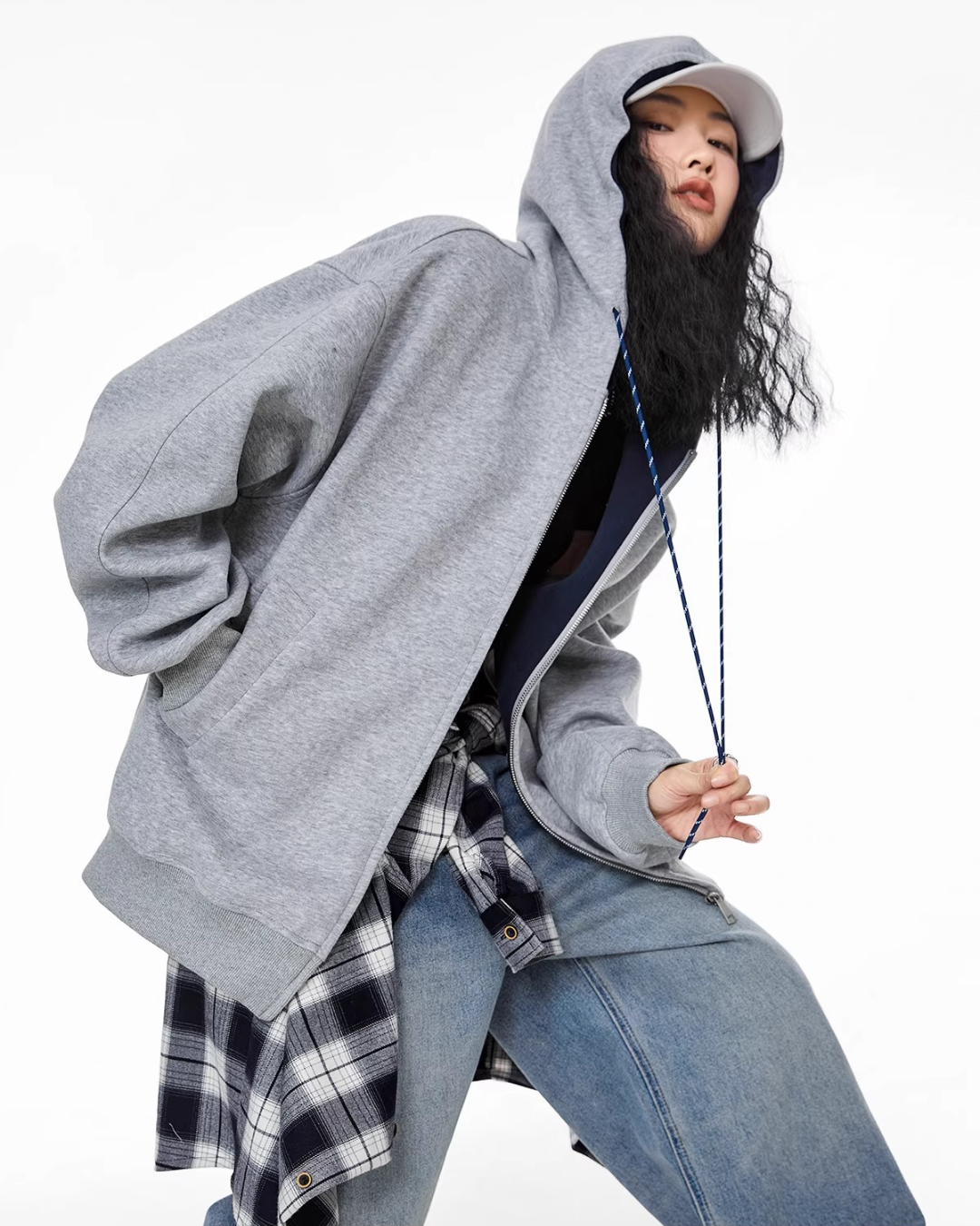 Contrast Zip Hoodie