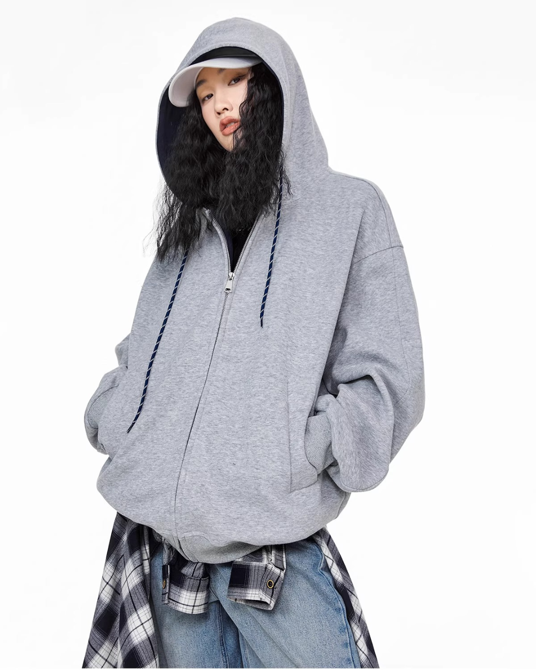 Contrast Zip Hoodie