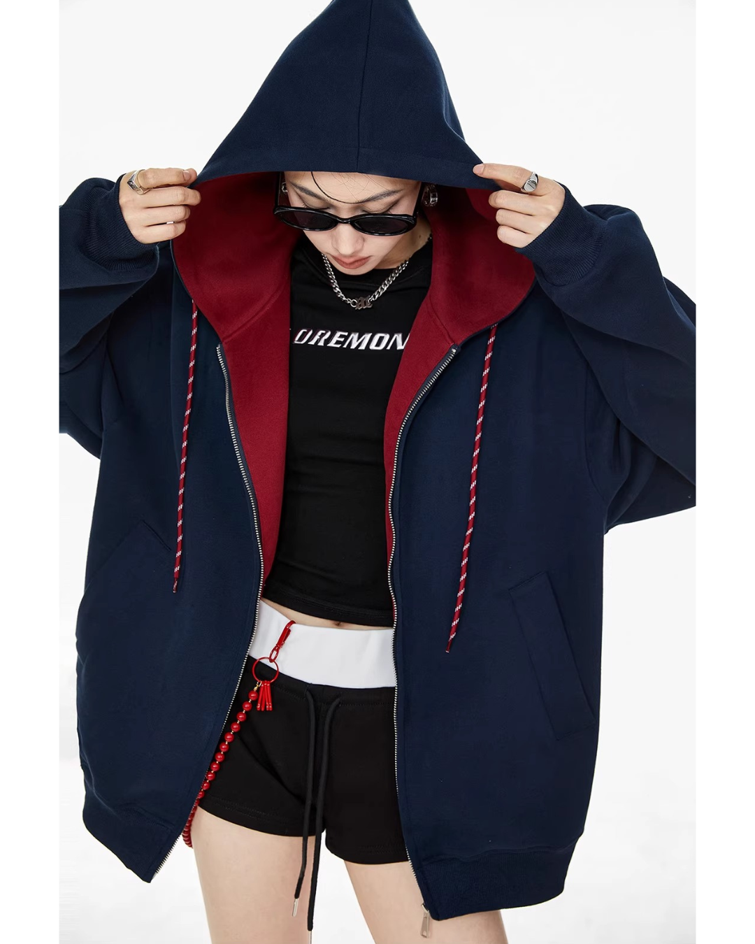 Contrast Zip Hoodie