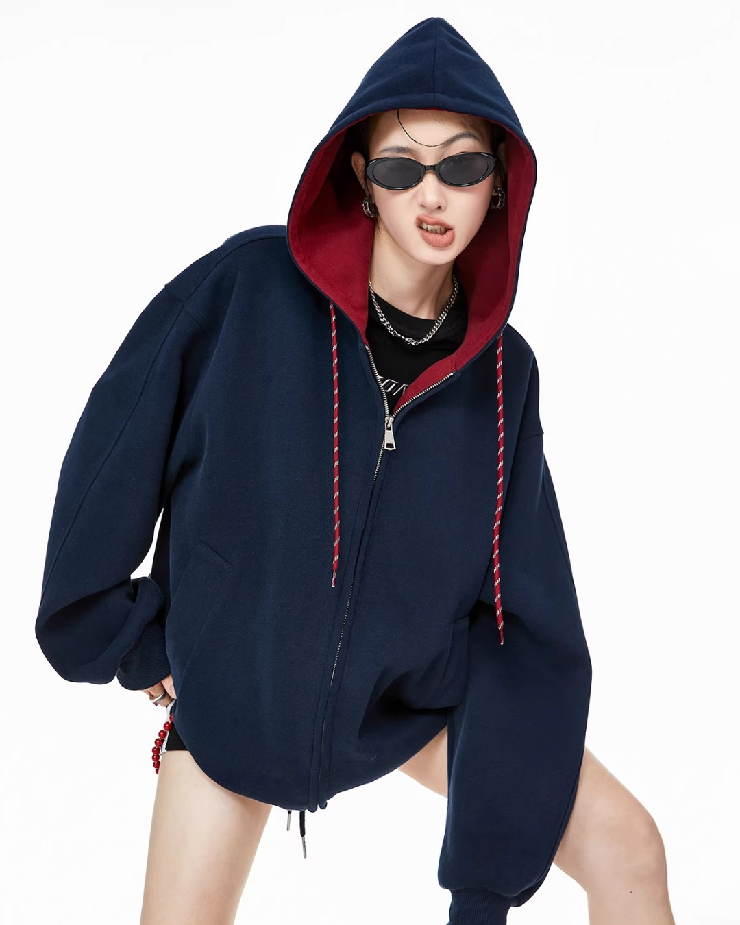 Contrast Zip Hoodie