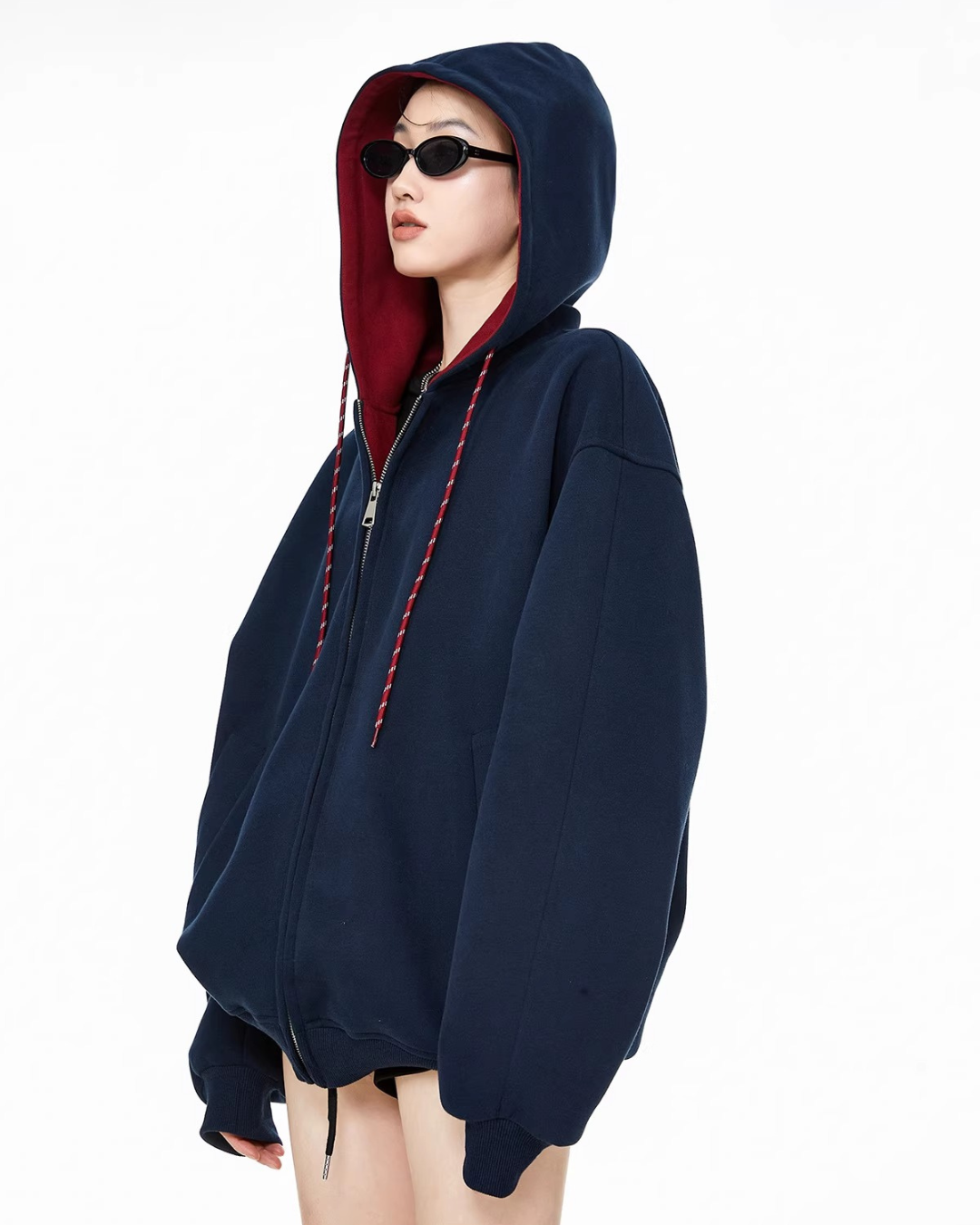 Contrast Zip Hoodie