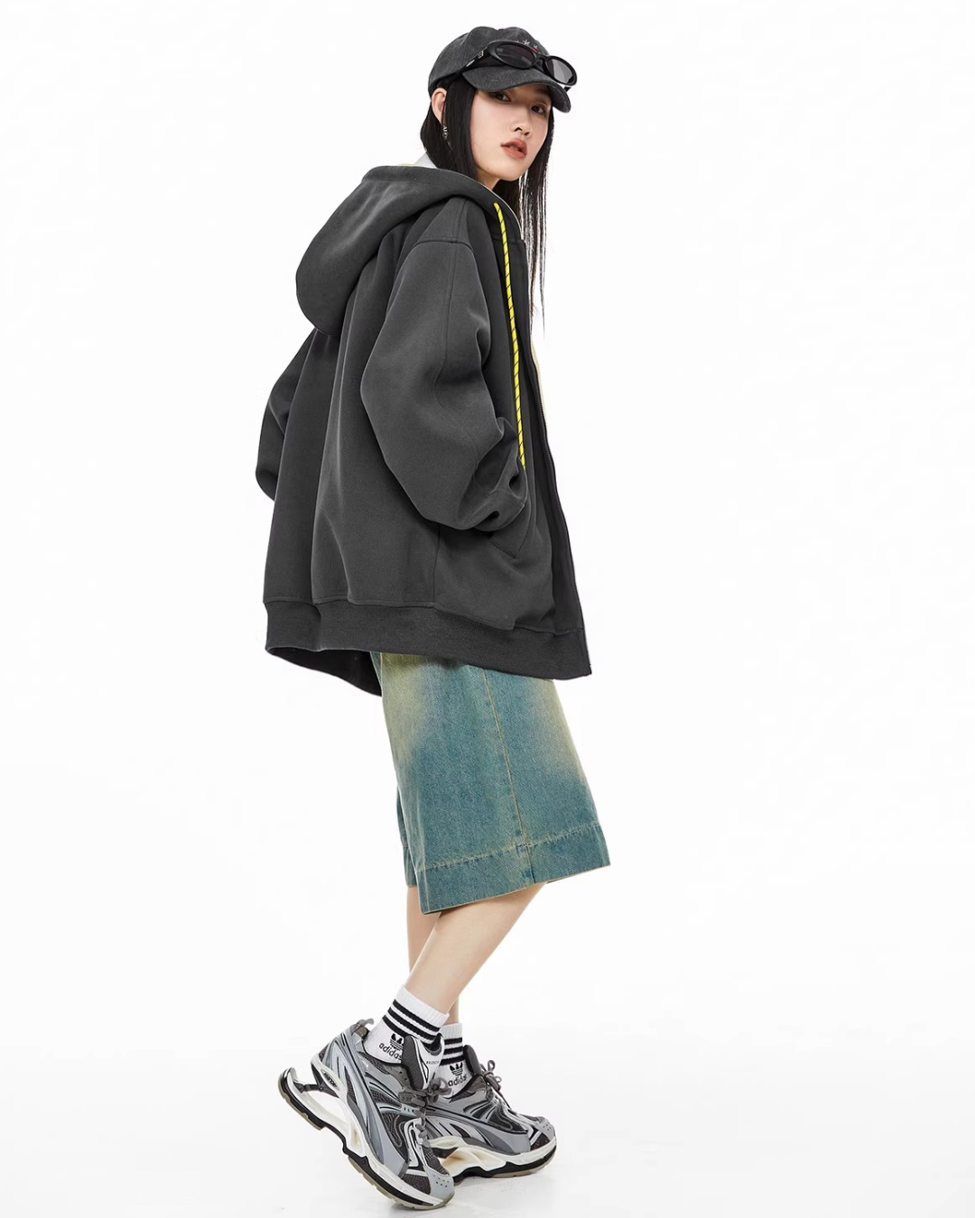 Contrast Zip Hoodie