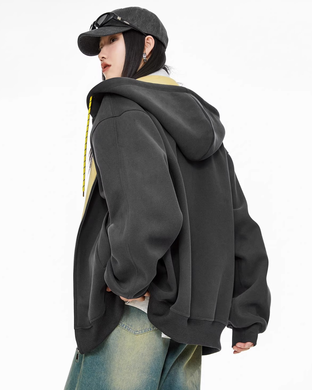 Contrast Zip Hoodie