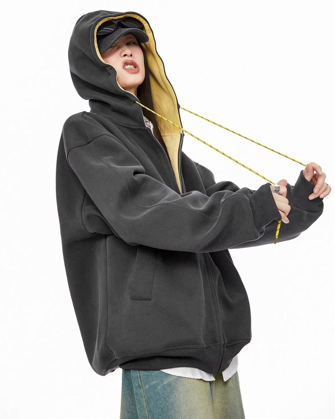 Contrast Zip Hoodie
