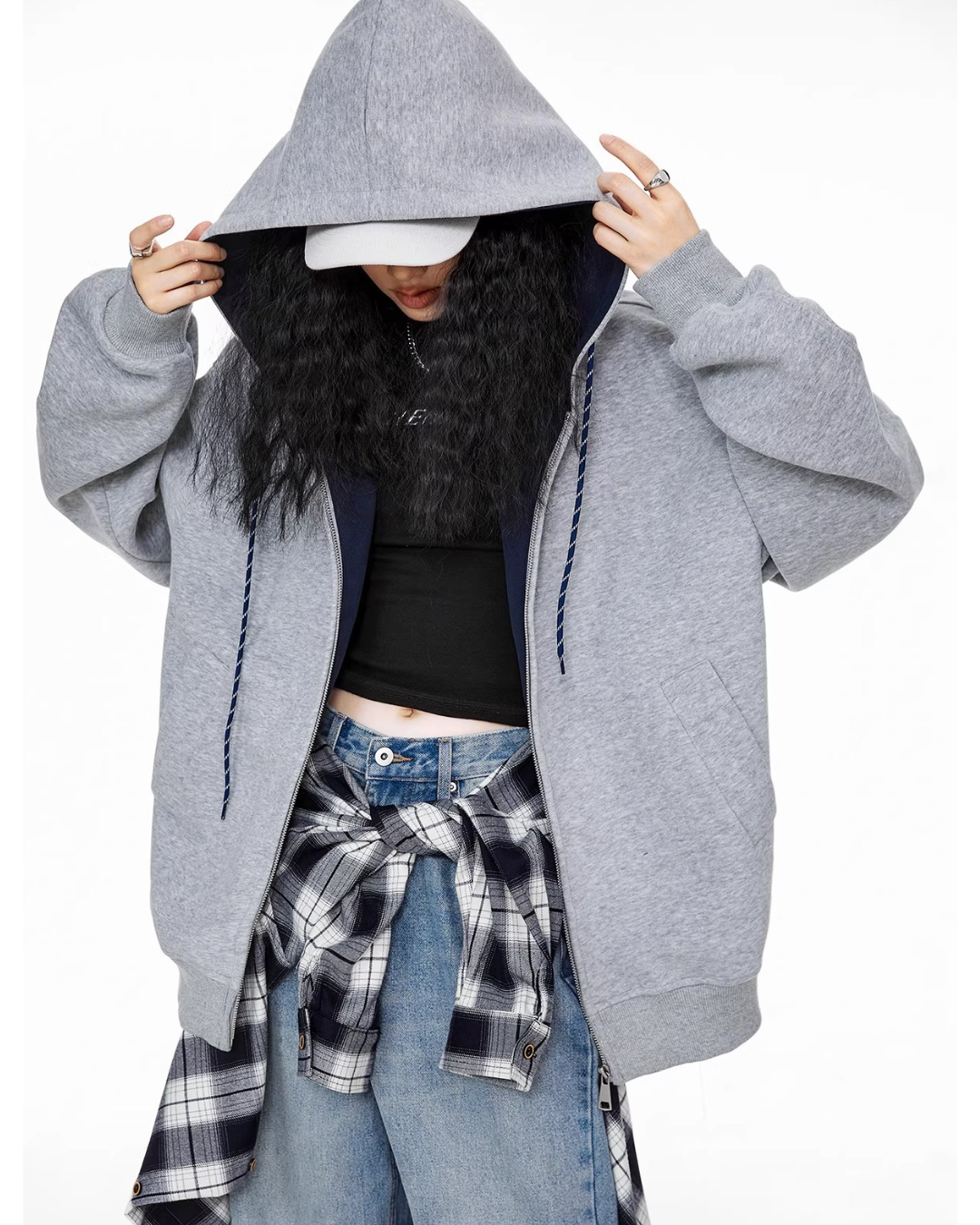 Contrast Zip Hoodie