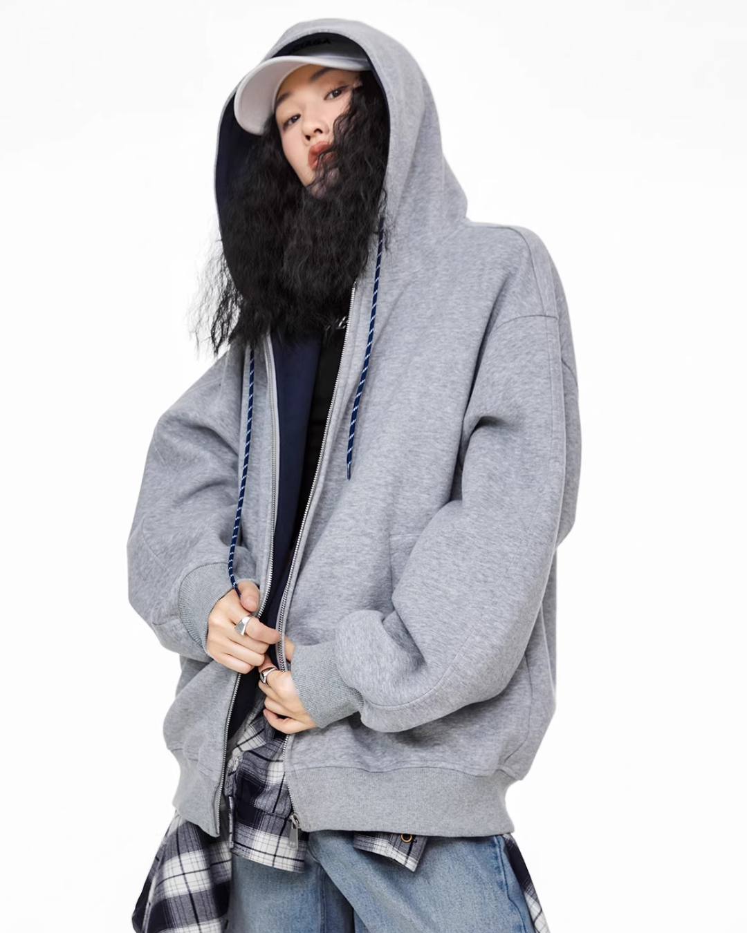 Contrast Zip Hoodie