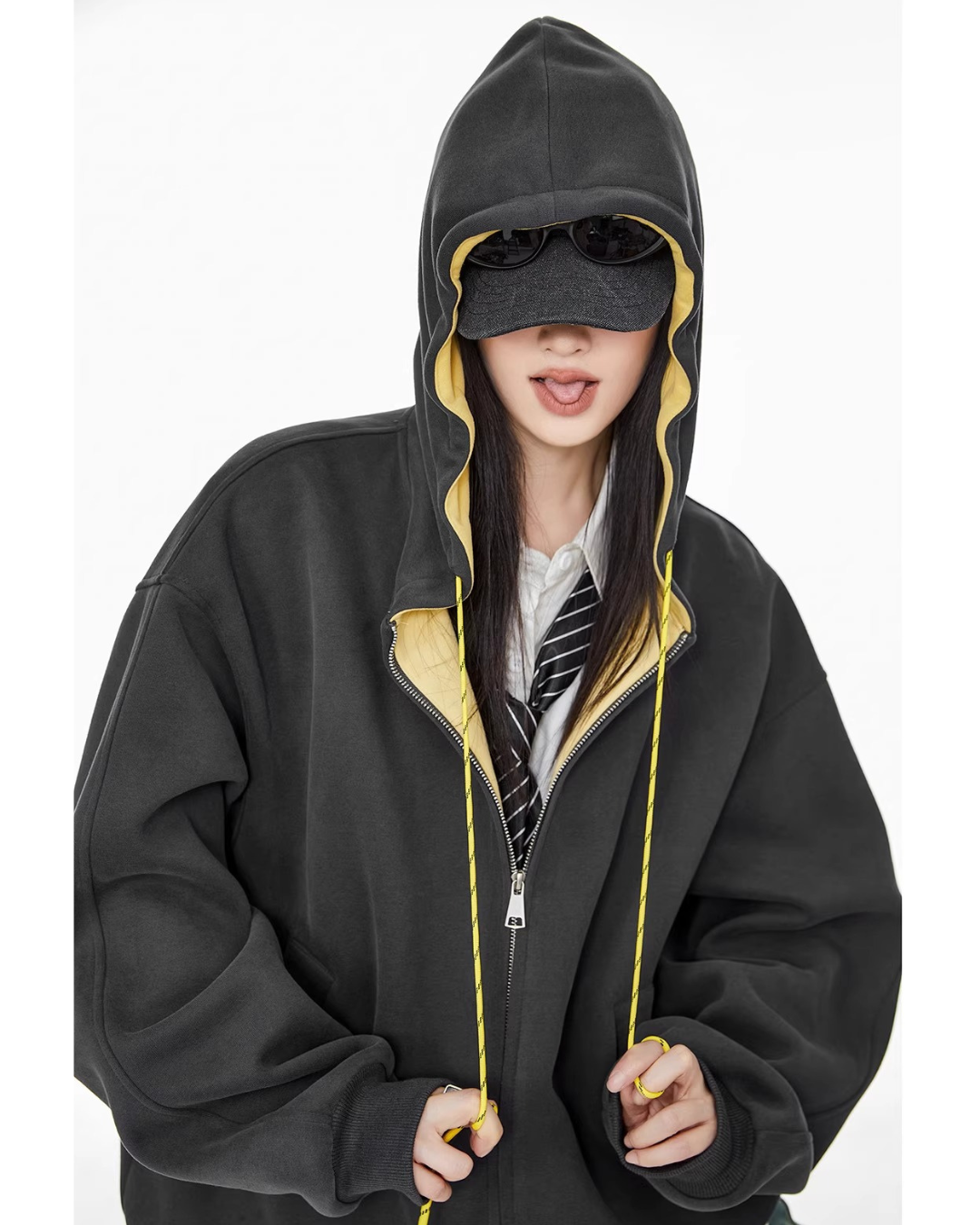 Contrast Zip Hoodie