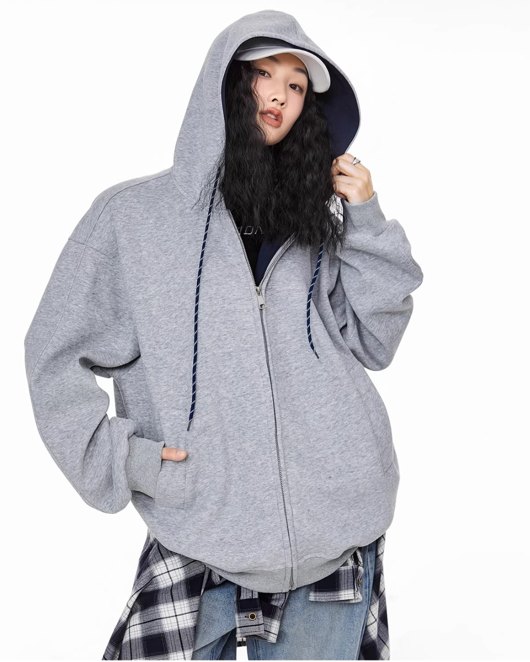 Contrast Zip Hoodie