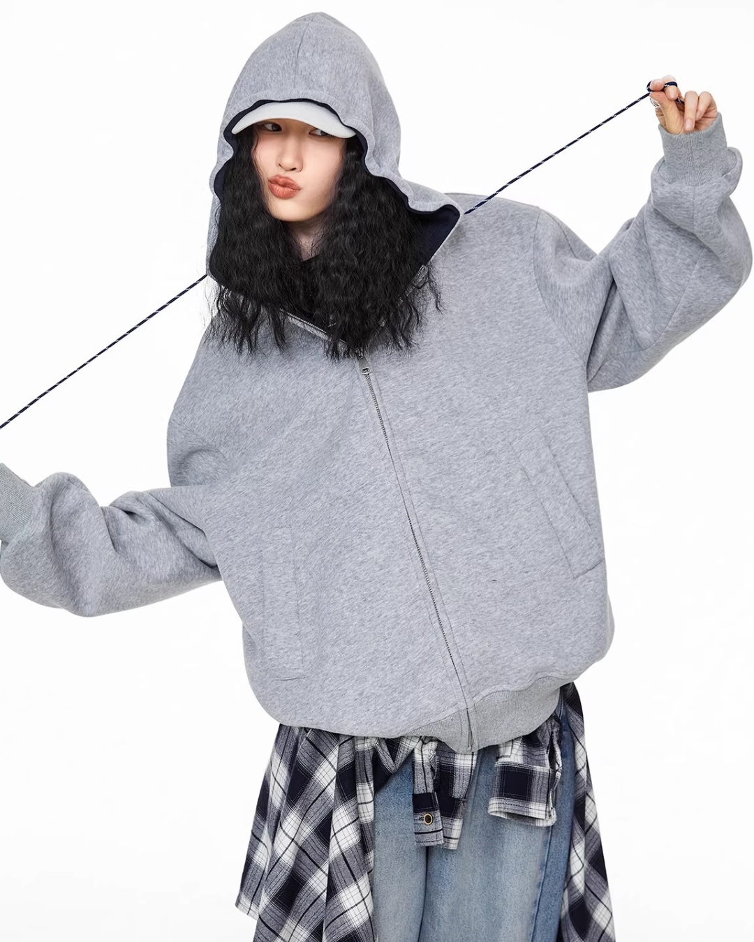 Contrast Zip Hoodie