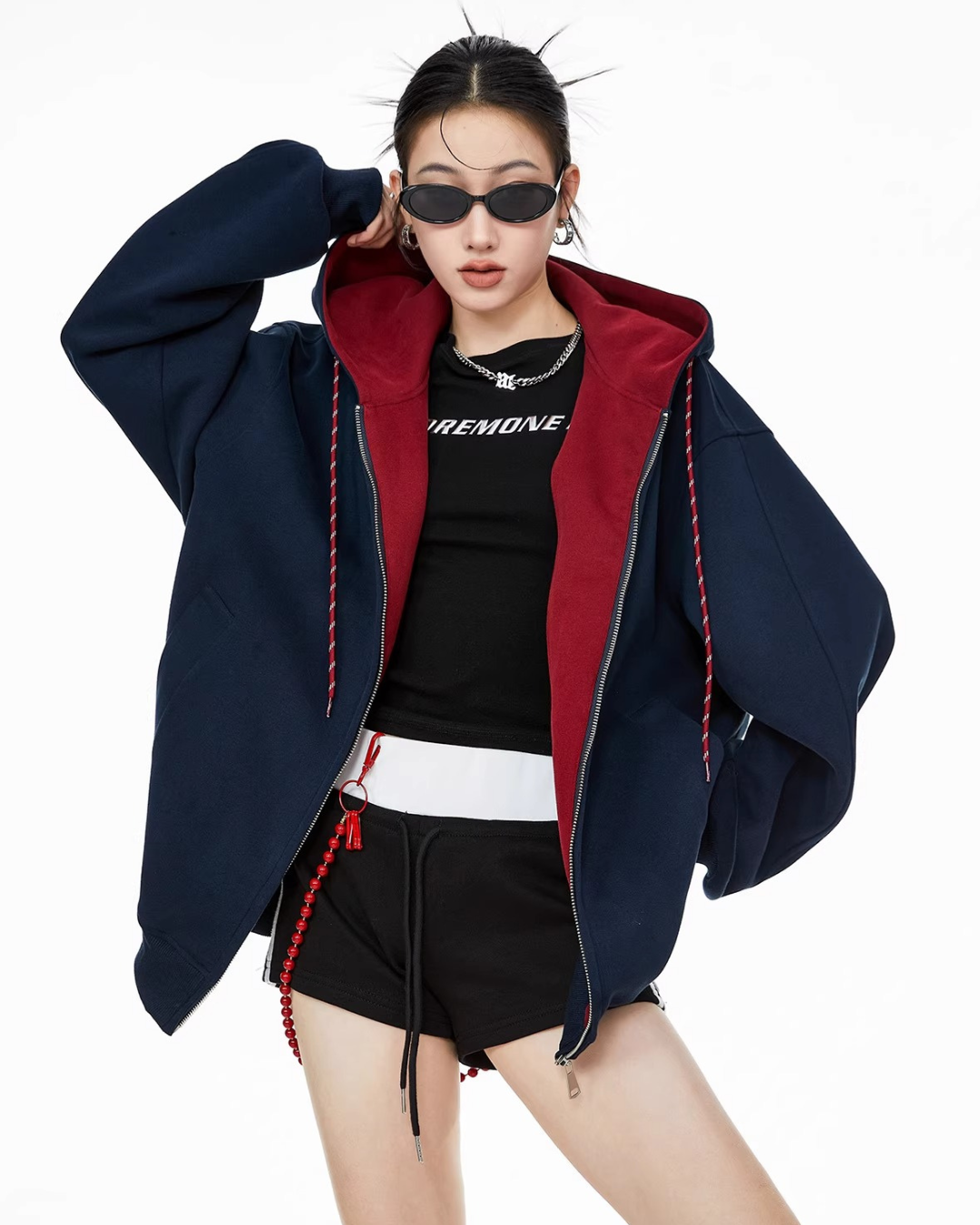 Contrast Zip Hoodie