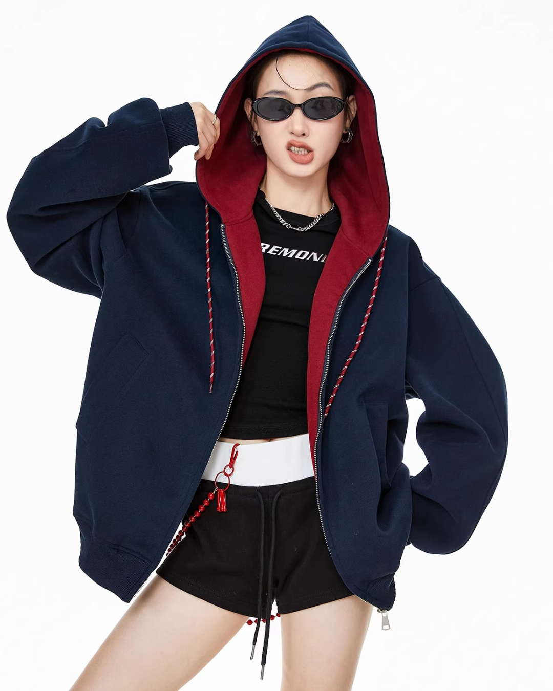 Contrast Zip Hoodie