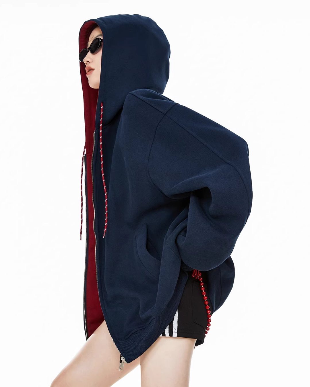 Contrast Zip Hoodie