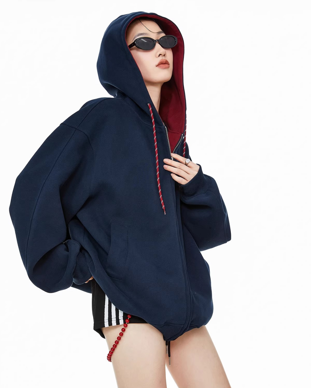 Contrast Zip Hoodie