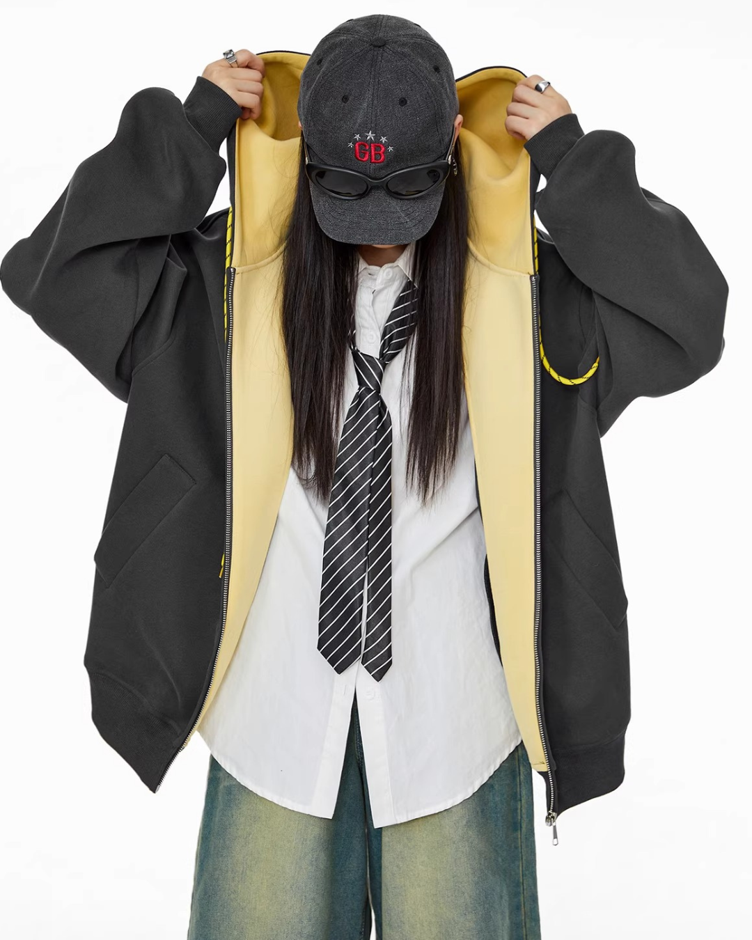 Contrast Zip Hoodie