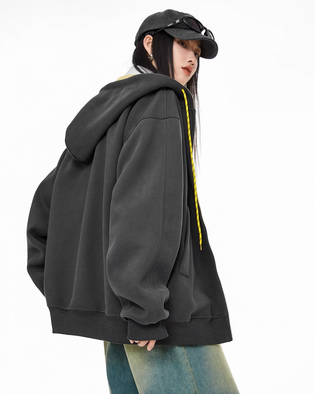Contrast Zip Hoodie