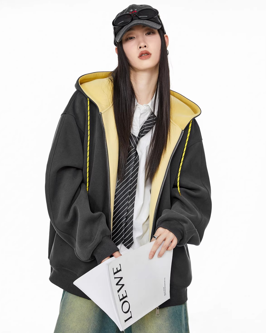 Contrast Zip Hoodie